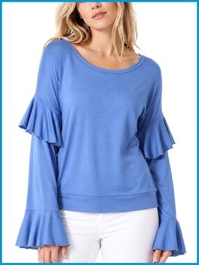 Bailey 44 Blue Long Bell Sleeve Sweatshirt Top